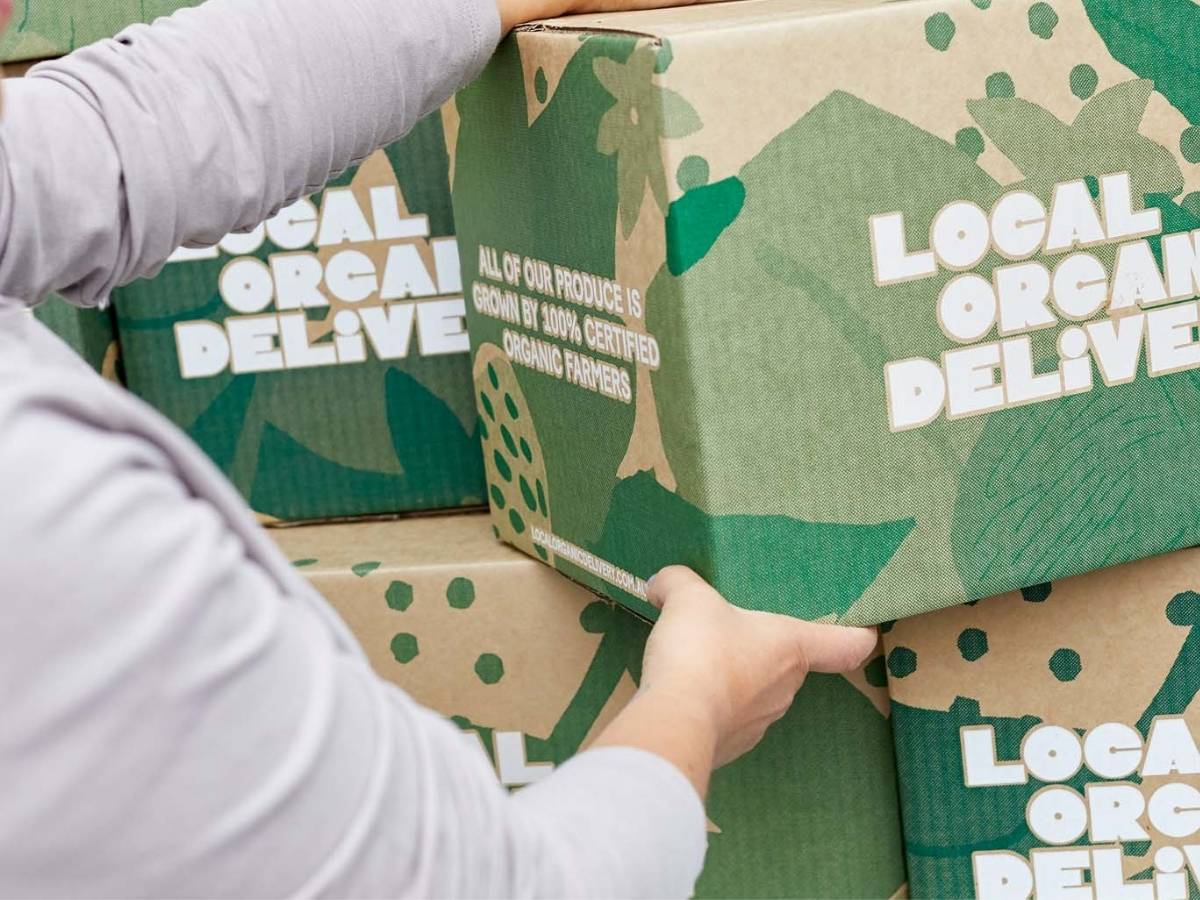 Our eco-friendly, sustainable, and recyclable delivery boxes, used by Local Organic Delivery in Melbourne to deliver fresh organic produce to your door.