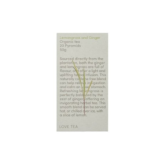 Love Tea Lemongrass Ginger Tea Bags delivered to your home or office by Local Organic Delivery Melbourne